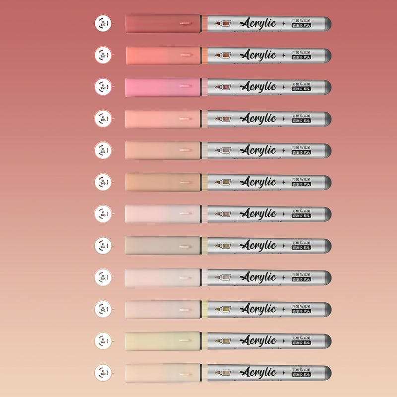 ZZWUAPT Skin Tone Acrylic Paint Pens,12 Color Paint Pen Markers,Brush Tip Paint Pens for Rock Painting Wood Glass Ceramic Canvas Stone DIY Crafts Making Art Supplies - Image 3